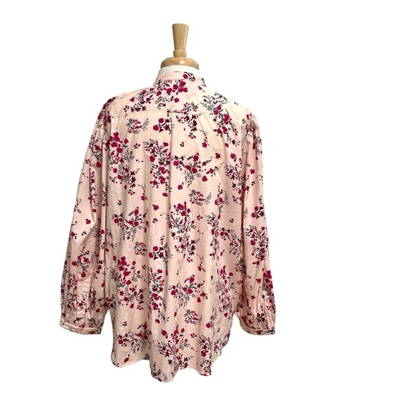 NWT J Crew Floral Puff Sleeve Button Up Shirt Classic Fit Preppy Pink size 20 - Picture 6 of 9